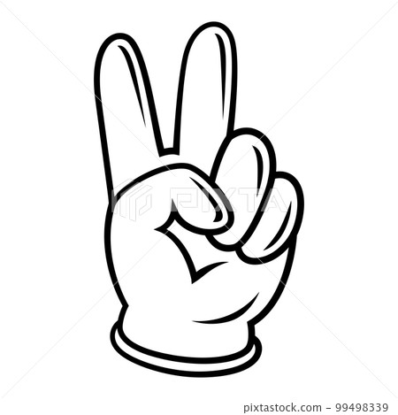 Illustration of comic hand victory sign. Cartoon pop art creative image. Illustration of comic hand victory sign. Cartoon pop art creative image. 99498339