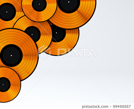Set of vinyl LP records with label isolated on white background. Set of vinyl LP records with label isolated on white background. 99498887