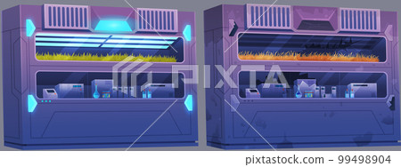 Accident and destruction while scientists experimenting in science lab with explosion of equipment Accident and destruction while scientists experimenting in science lab with explosion of equipment 99498904