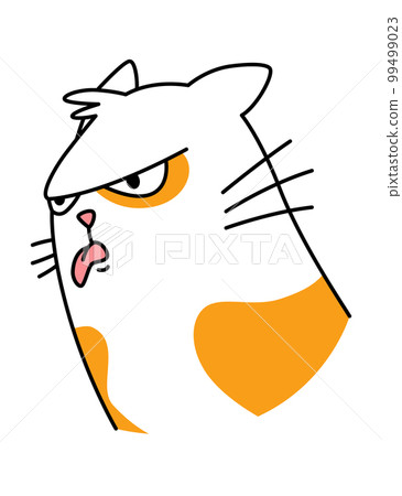 Cat expression. Cartoon pet with cute emotion, creative emoji of home animal. Vector illustration of funny mood of cat with big eyes Cat expression. Cartoon pet with cute emotion, creative emoji of home animal. Vector illustration of funny mood of cat with big eyes 99499023