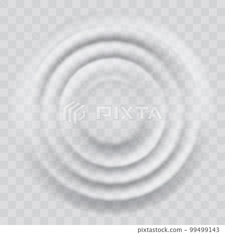 Water ripple effect top view. Realistic caustic drop or sound wave splash effect, concentric circles in puddle. Vector round wave surface on transparent background Water ripple effect top view. Realistic caustic drop or sound wave splash effect, concentric circles in puddle. Vector round wave surface on transparent background 99499143