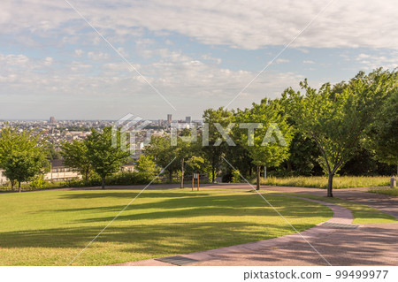 View of Kanazawa, Japan, looking West towards the Japan Sea. 99499977