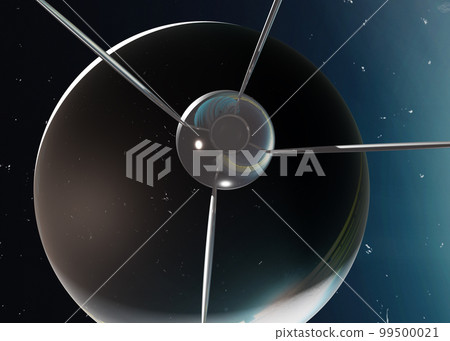 Satellite one near the black hole in outer space. 3D rendered illustration. Satellite one near the black hole in outer space. 3D rendered illustration. 99500021
