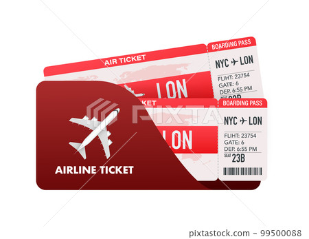 Airline tickets or boarding pass inside of special service envelope. Vector stock illustration. 99500088