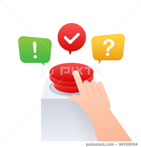 Quiz Button with speech bubble symbols, concept of questionnaire show sing, quiz button. Vector illustration. 99500094