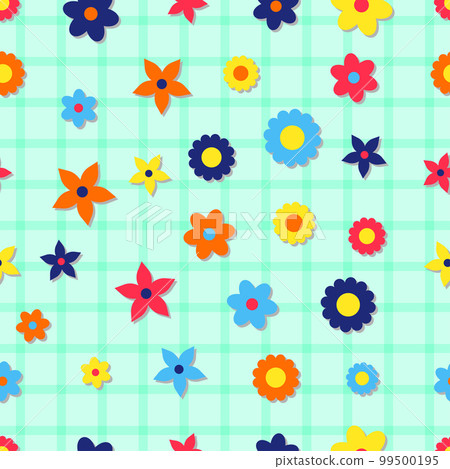 Summery Hippie Background with Abstract Colorful Flowers