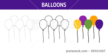 Balloons tracing and coloring worksheet for kids Balloons tracing and coloring worksheet for kids 99501097