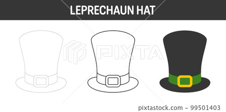 Leprechaun Hat tracing and coloring worksheet for kids Leprechaun Hat tracing and coloring worksheet for kids 99501403