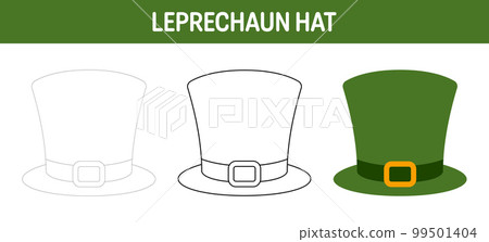 Leprechaun Hat tracing and coloring worksheet for kids Leprechaun Hat tracing and coloring worksheet for kids 99501404