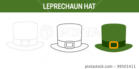 Leprechaun Hat tracing and coloring worksheet for kids Leprechaun Hat tracing and coloring worksheet for kids 99501411