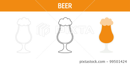 Beer tracing and coloring worksheet for kids 99501424