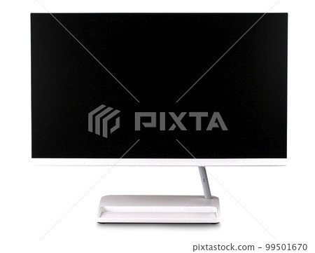 Mono block computer monitor with blank screen isolated on white background 99501670