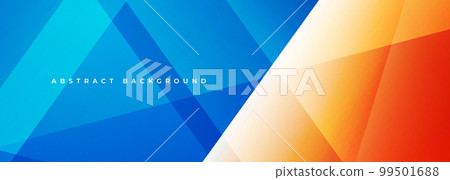 Blue and orange abstract modern wide banner with geometric shapes. Colorful abstract background. 99501688