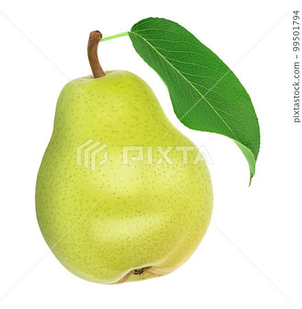 Green pear fruit isolated on white background with clipping path and full depth of field 99501794