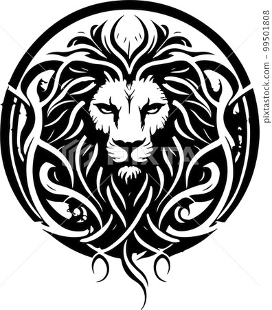 Lion ethnic graphic style with celtic ornaments and patterned mane. Vector illustration. Lion ethnic graphic style with celtic ornaments and patterned mane. Vector illustration. 99501808