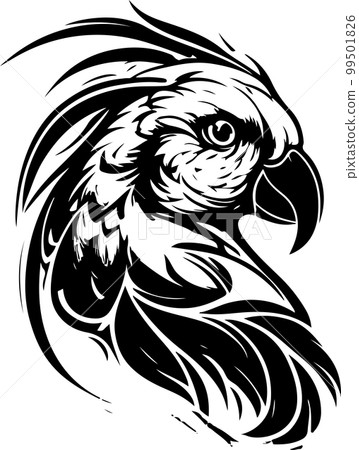 Parrot Head Logo Line Art Illustration. Vector illustration 99501826