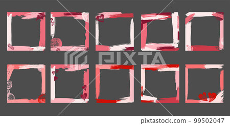 Hand drawn color brush stroke frames set for social media with place for text. Vector stock illustration for design template post about sale, creative image, banner, poster, social network. EPS10 99502047