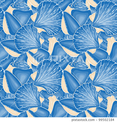 Pattern Seashell hand drawn doodle drawing, blue and beige colors. Pattern Seashell hand drawn doodle drawing, blue and beige colors. 99502184