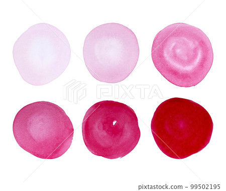 Set Pink watercolor Circles for design. Pink lipstick, cosmetics, beauty. 99502195