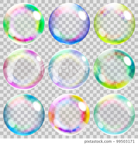 Multicolored transparent soap bubbles Multicolored transparent soap bubbles 99503171