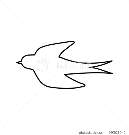 簡單的燕子插畫單色單 99503941