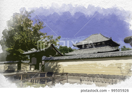 奈良縣奈良市東大寺水彩風格的戒壇院 奈良縣奈良市東大寺水彩風格的戒壇院 99505926