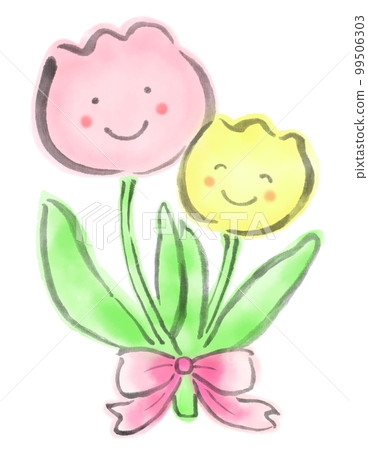 手繪可愛的鬱金香花束 99506303