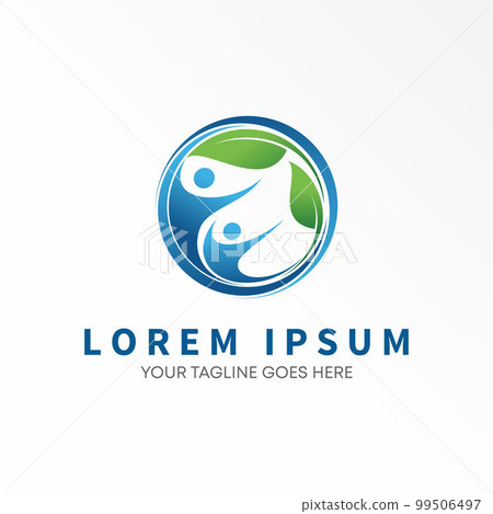 2 human Body and leaves in Circle image graphic icon logo design abstract concept vector stock. Can be used as a symbol related to nature or green. 99506497