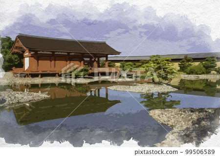 Watercolor style Heijokyo Ruins Historical Park Toin Garden Nara City, Nara Prefecture 99506589