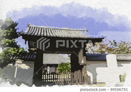Watercolor-style Hokkeji Nandaimon Gate, Nara City, Nara Prefecture 99506791