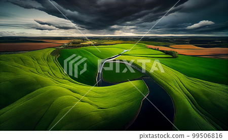 beautiful landscape growing Paddy rice field crop agricultural 99506816