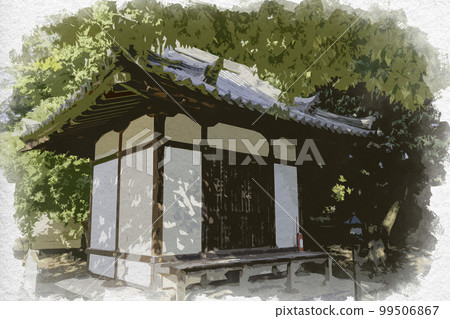 水彩風格 Hokkeji Temple Yakushido 奈良縣奈良市 99506867