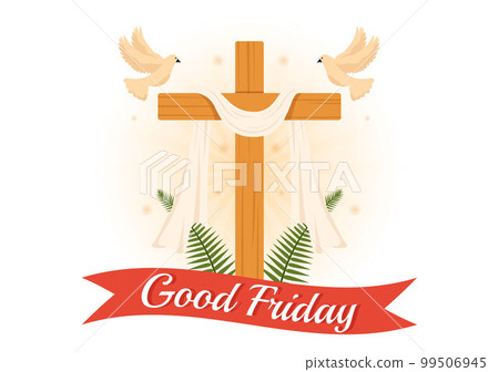 Happy Good Friday Illustration with Christian Holiday of Jesus Christ Crucifixion in Flat Cartoon Hand Drawn for Web Banner or Landing Page Templates Happy Good Friday Illustration with Christian Holiday of Jesus Christ Crucifixion in Flat Cartoon Hand Drawn for Web Banner or Landing Page Templates 99506945