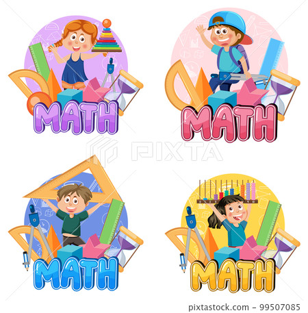 Mathematics kids cartoon set Mathematics kids cartoon set 99507085