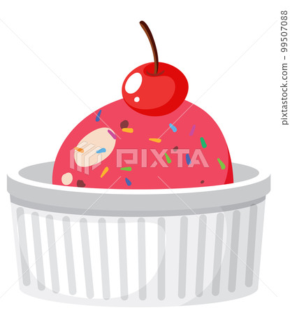Strawberry ice cream simple cartoon 99507088