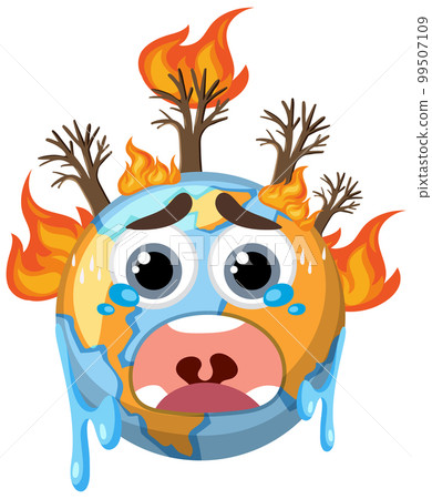 Bushfire on the globe isolated Bushfire on the globe isolated 99507109