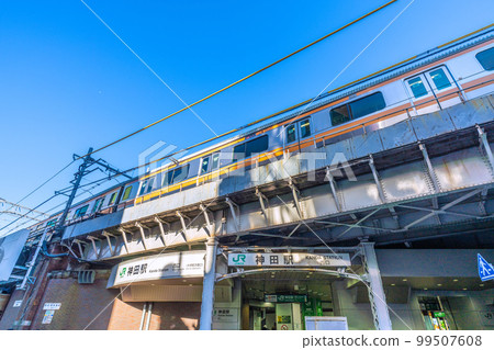 Tokyo cityscape in Japan View of Kanda Station etc. from the west exit shopping street Tokyo cityscape in Japan View of Kanda Station etc. from the west exit shopping street 99507608