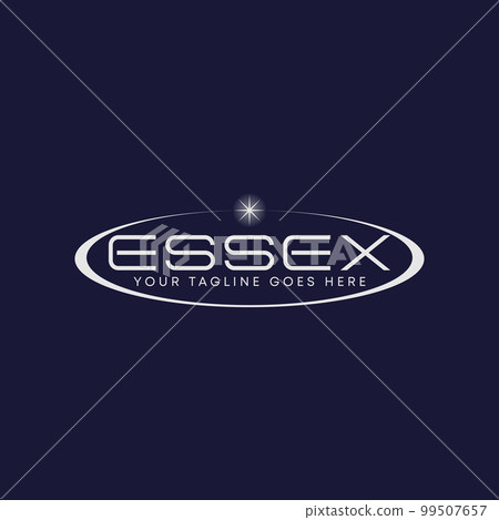 Letter or word ESSEX font with line ellipse and star image graphic icon logo design abstract concept vector stock. Can be used as a symbol related to wordmark or initial 99507657