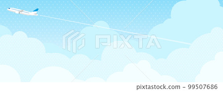 Muddy clouds and an airplane flying above them Background material (horizontal for banner) 99507686