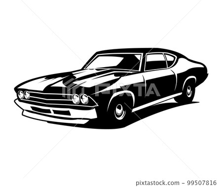 Pontiac gto car logo vector design silhouette. legendary muscle car. isolated white background view from side. Best for badge, emblem, icon, sticker design, auto industry. available in eps 10. 99507816