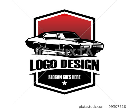 Pontiac gto judge car vector design silhouette. isolated white background view from side. Best for badge, emblem, icon, sticker design, car industry. vector illustration available in eps 10. 99507818