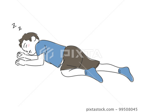 Illustration of a little boy who fell asleep after playing Illustration of a little boy who fell asleep after playing 99508045