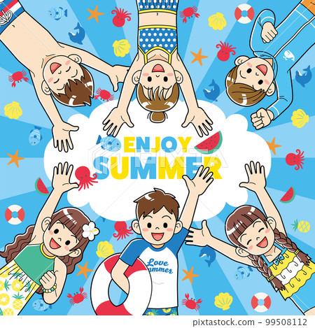Children in a circle, summer, outline 99508112