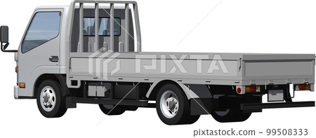 Original 2-ton small cargo truck, long flat body cut-out image illustration 99508333