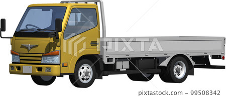 Original 2-ton small cargo truck, long flat body cut-out image illustration 99508342