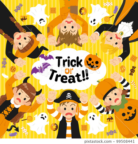 兒童圍成一圈萬聖節服裝無輪廓 99508441