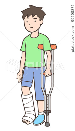 A man with an injured leg on crutches 99508875