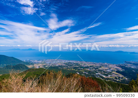 雲仙二田峠：第二展望台的絕景（熊本縣有明海島原市）「長崎縣雲仙二田峠」 99509330