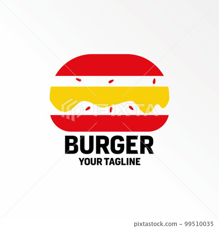 Simple and unique big burger, cheese and bread image graphic icon logo design abstract concept vector stock. Can be used as a symbol related to food or junk 99510035