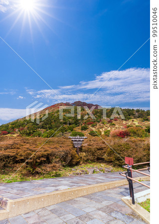 從雲仙仁田嶺索道區域看到的風景``長崎縣雲仙仁田嶺''秋天的紅葉景色 99510046